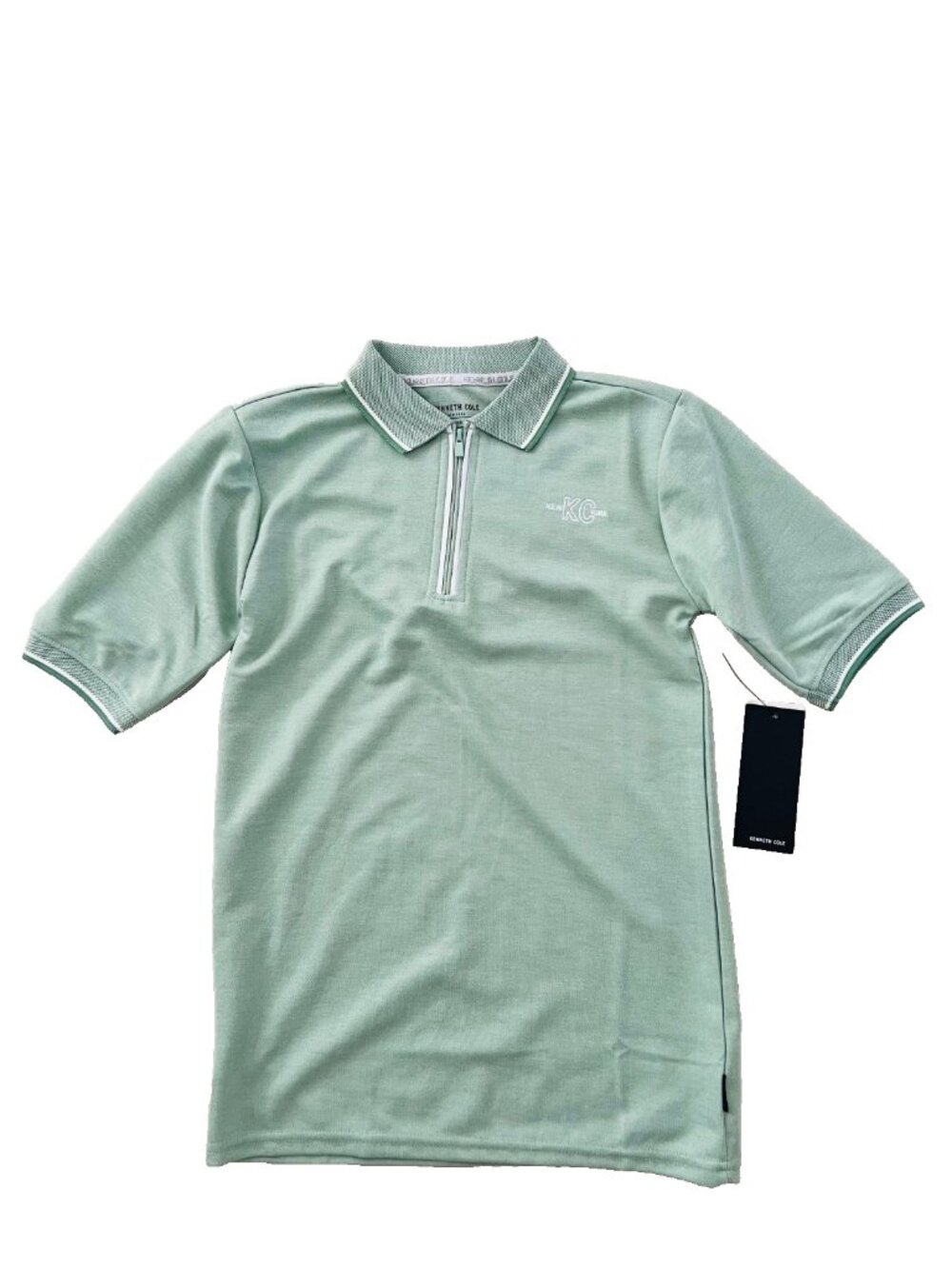 Kenneth Cole New York Boy's Zip Polo Shirt Sage Green ( 14-16 )